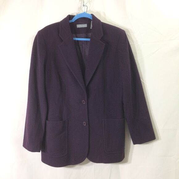 Kate Hill Vintage USA Wool Cashmere Blazer Wine Purple Size 10 Patch Pockets - Picture 1 of 4